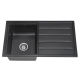 ROK Carbon Granite Single Bowl Sink with Drainer 860 x 490 x 230mm Square Under/Overmount 