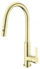 Nero Pearl Pull Out Sink Mixer With Vegie Spray Function Brushed Gold