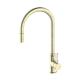 Nero York Pull Out Sink Mixer With Vegie Spray Function Aged Brass with White Porcelain Lever 