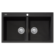 Oliveri Santorini Granite Topmount Sink Double Bowl Black 1 Tap Hole 860w x 510mm